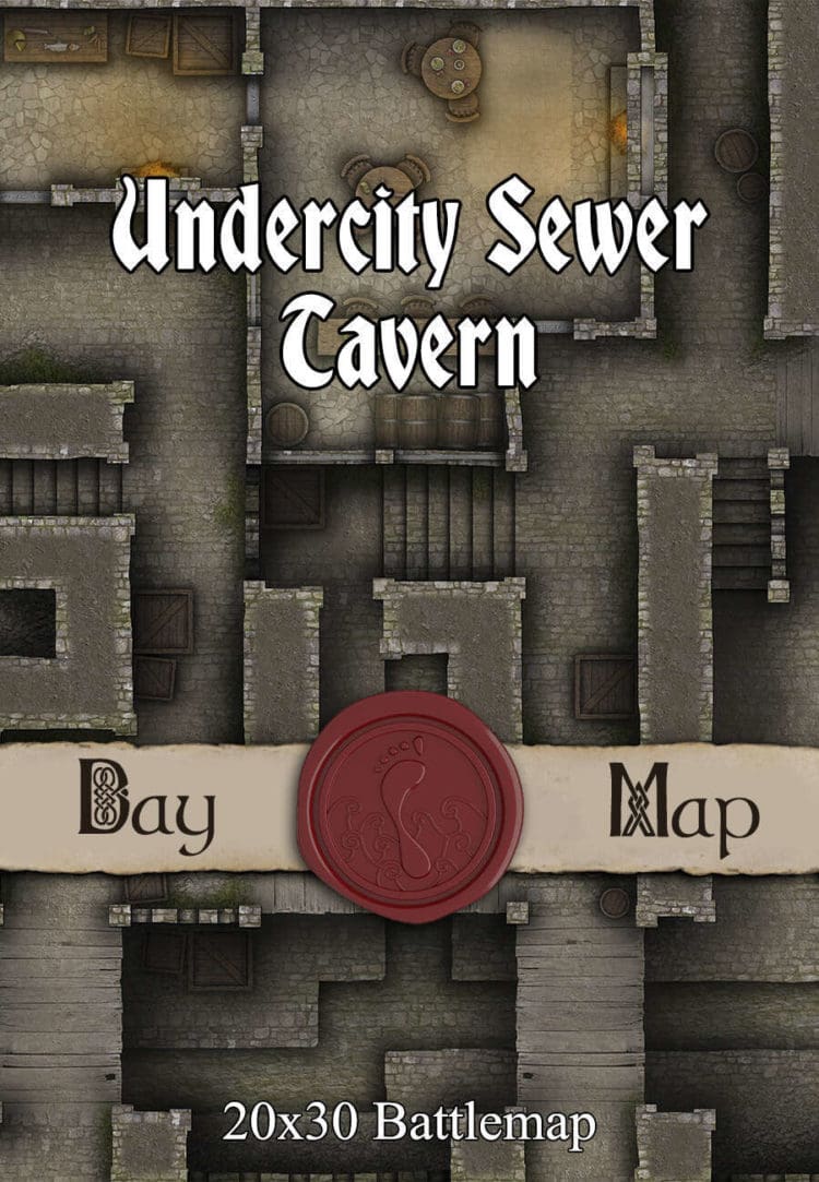 Undercity Sewer Tavern 30x20 TTRPG Battlemap