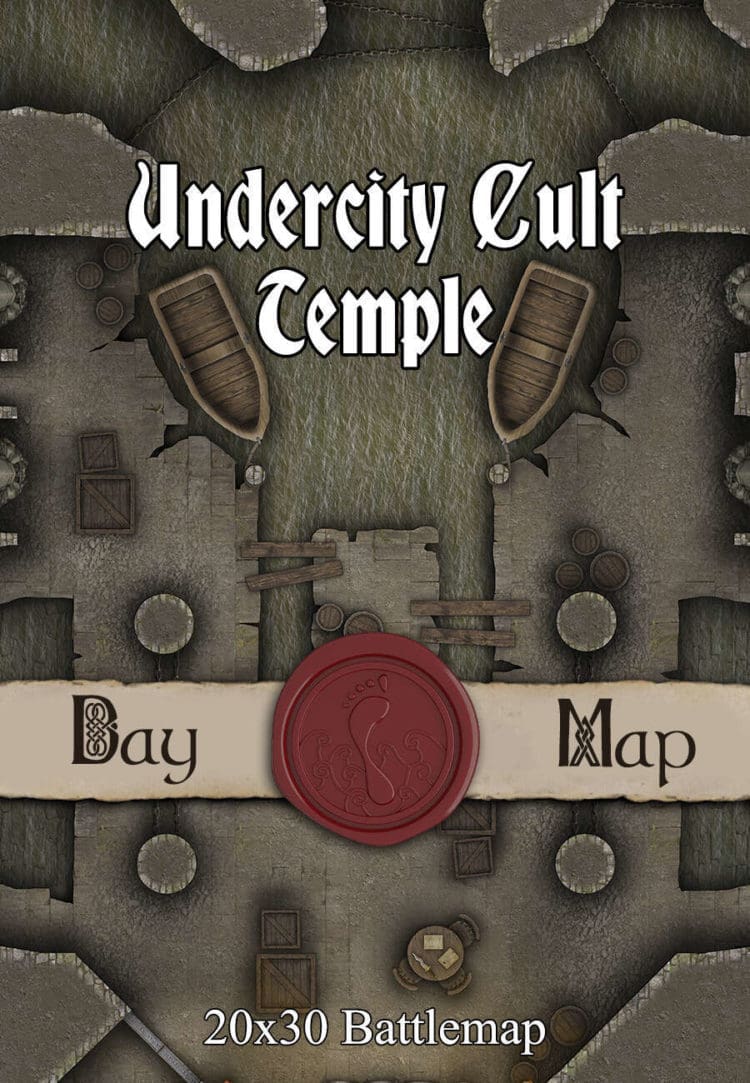 Undercity Cult Temple 30×20 TTRPG Battlemap