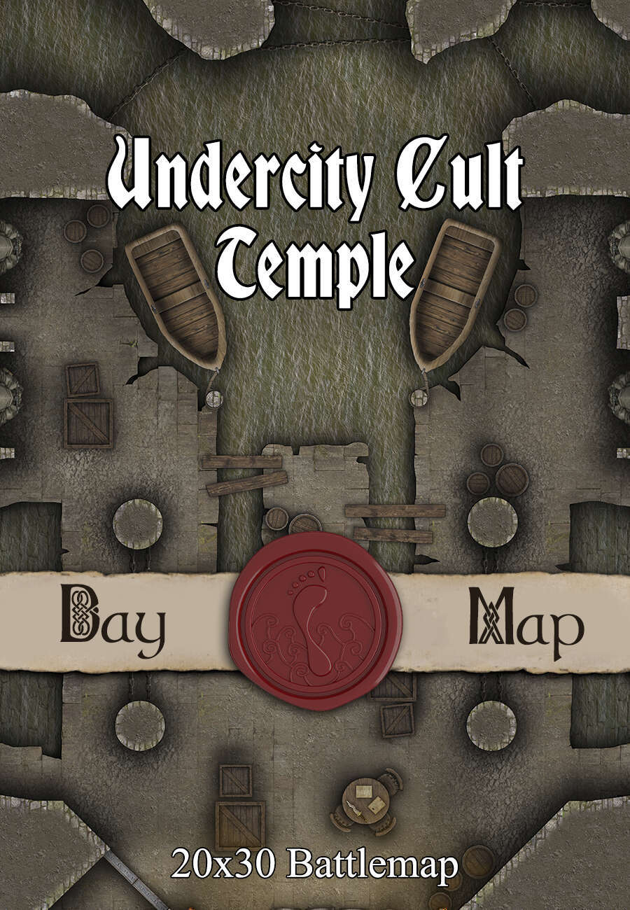 Undercity Cult Temple 30×20 TTRPG Battlemap