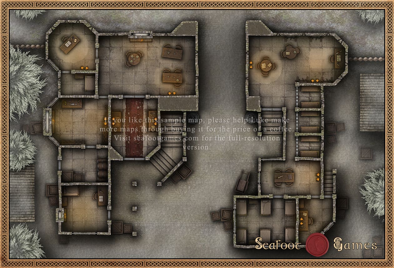 Valdorn’s Winter Gatehouse 30x20 Multi-Level TTRPG Battlemap - Image 2