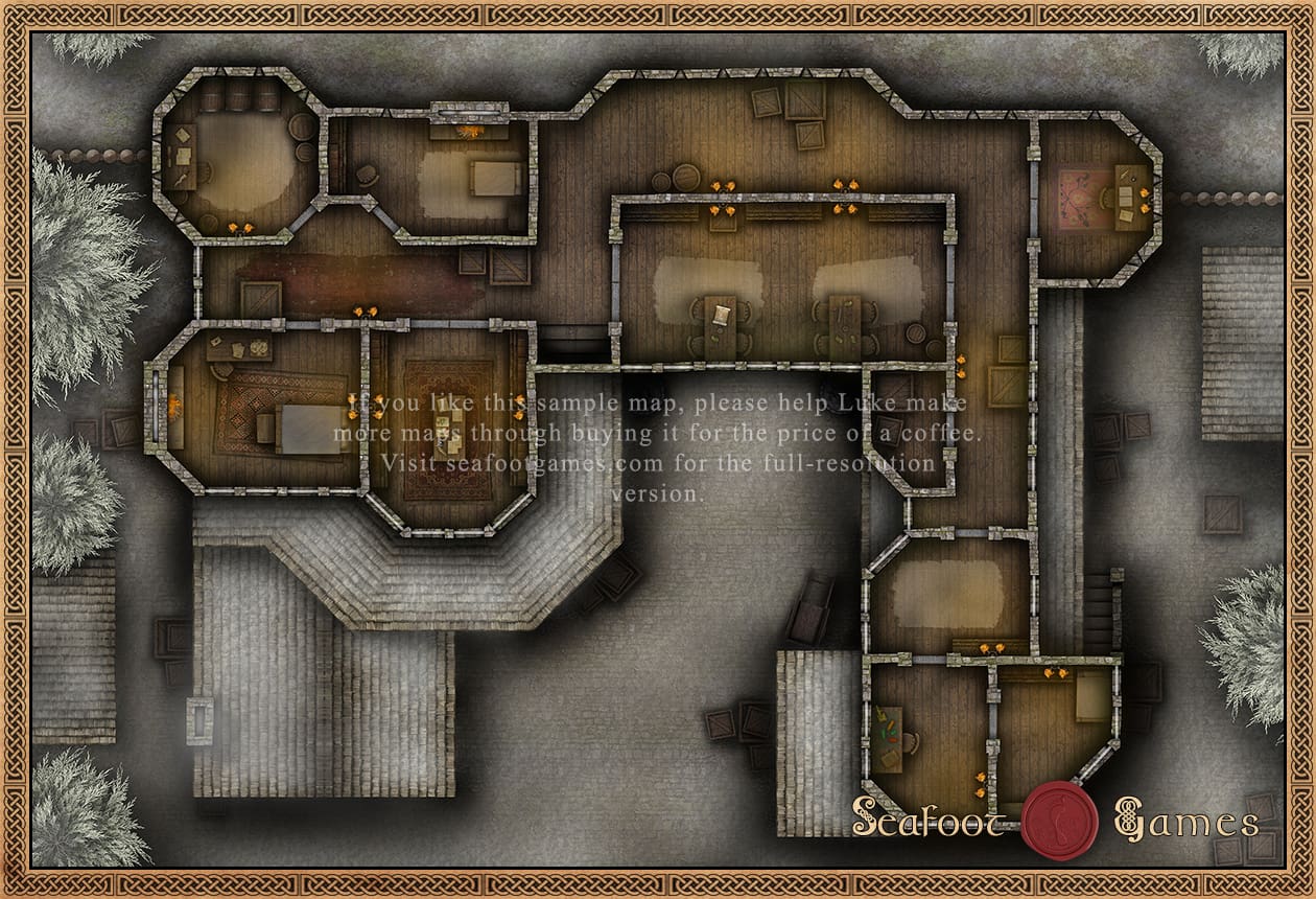 Valdorn’s Winter Gatehouse 30x20 Multi-Level TTRPG Battlemap - Image 3