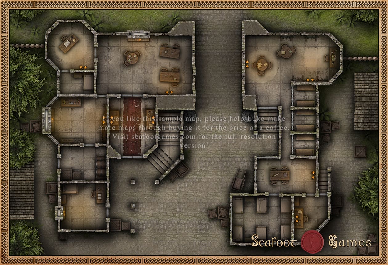 Village Gatehouse 30x20 Multi-Level DnD Battlemap - Image 2