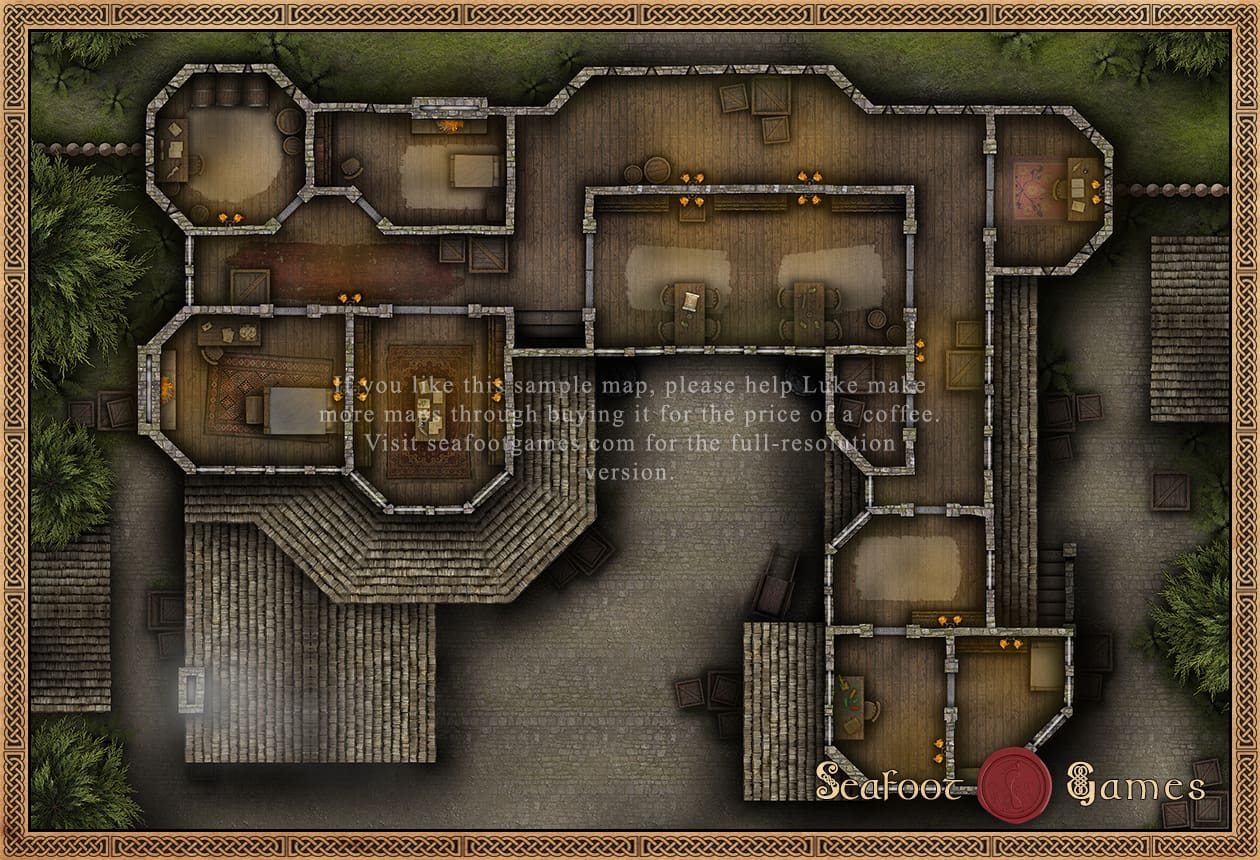 Village Gatehouse 30x20 Multi-Level DnD Battlemap - Image 3