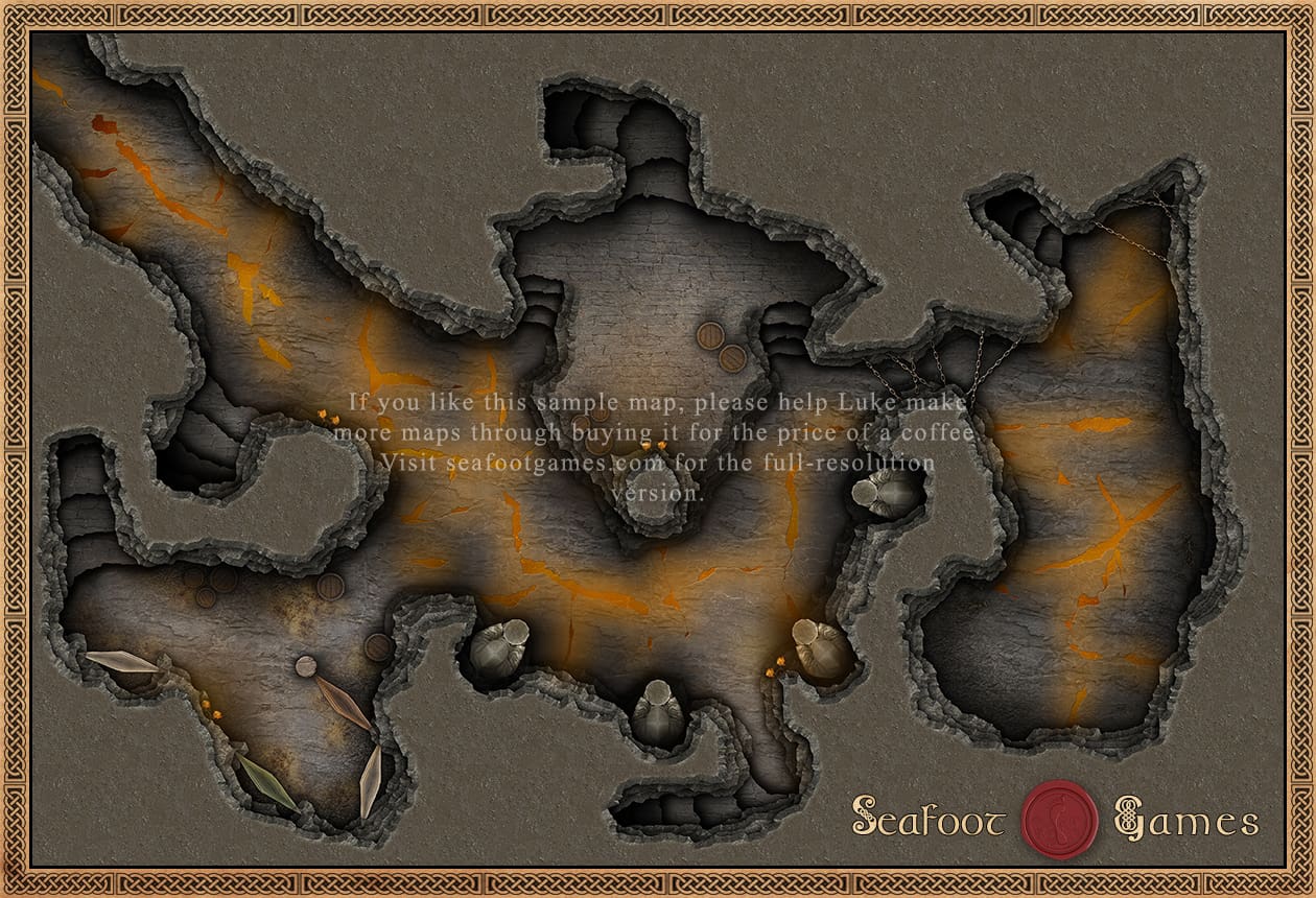 Volcanic Hideout 30x20 Multi-Level DnD Battlemap - Image 2