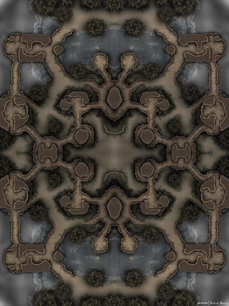 Free TTRPG battlemap of a Rotworm arena