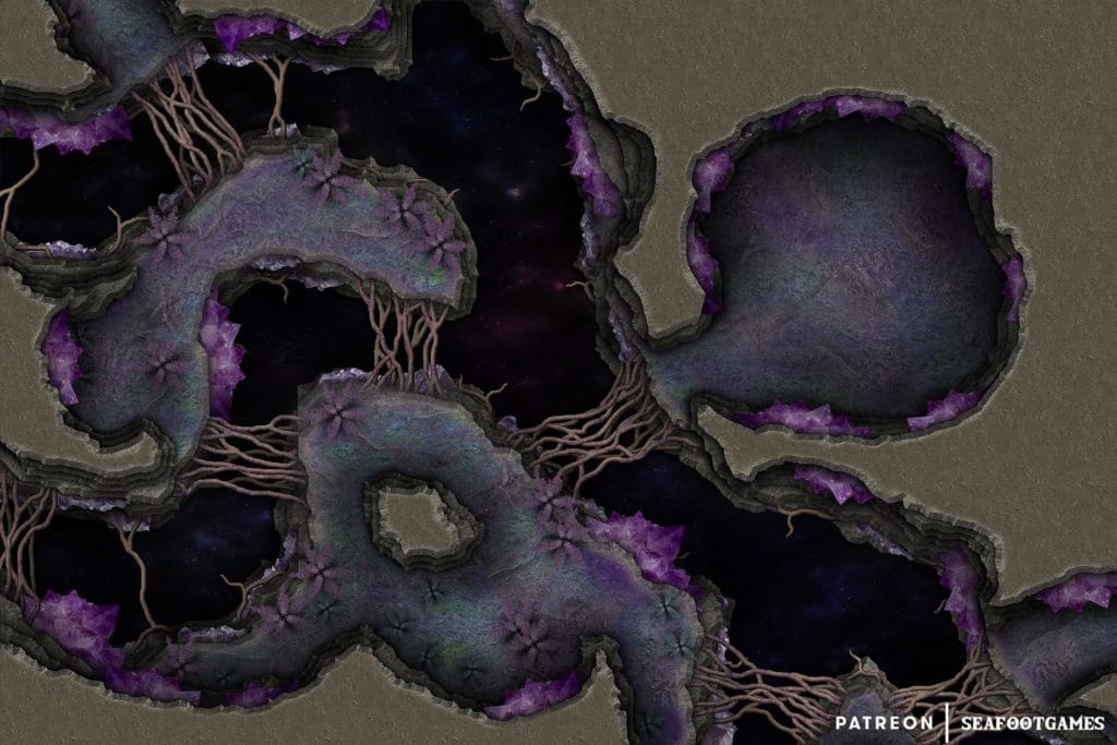 Free TTRPG battlemap of an Infinite Fey Wilds