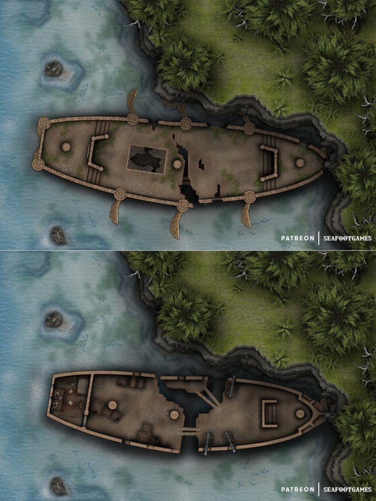 Free TTRPG battlemap of a Remains of the Lightbringer