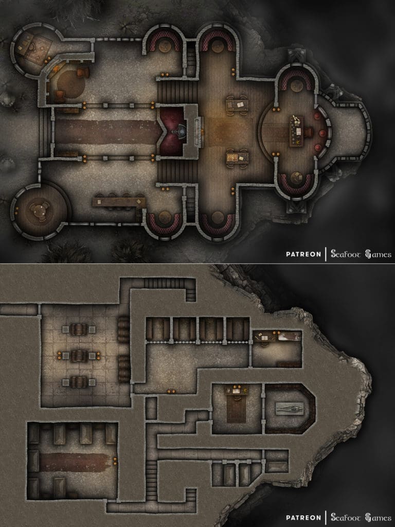 Free TTRPG battlemap of a Vampire’s Tavern