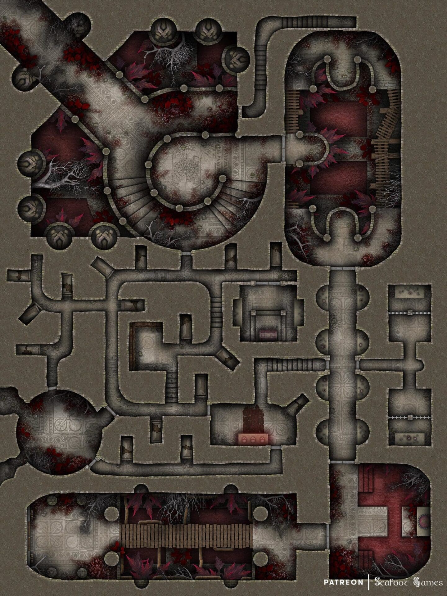 Free TTRPG Battlemap – Corrupted Temple of Reflection • Seafoot Games