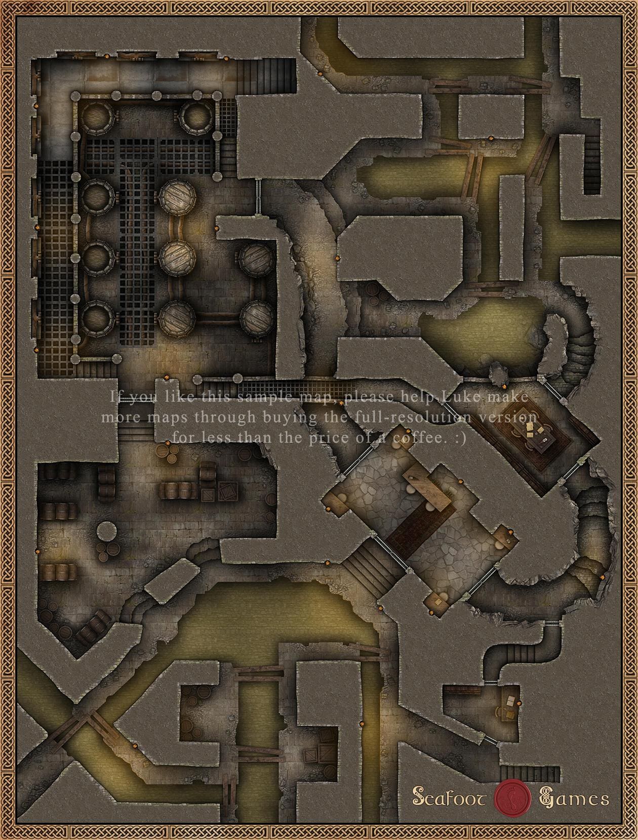 Illegal Sewer Brewery 40x30 D&D Battlemap