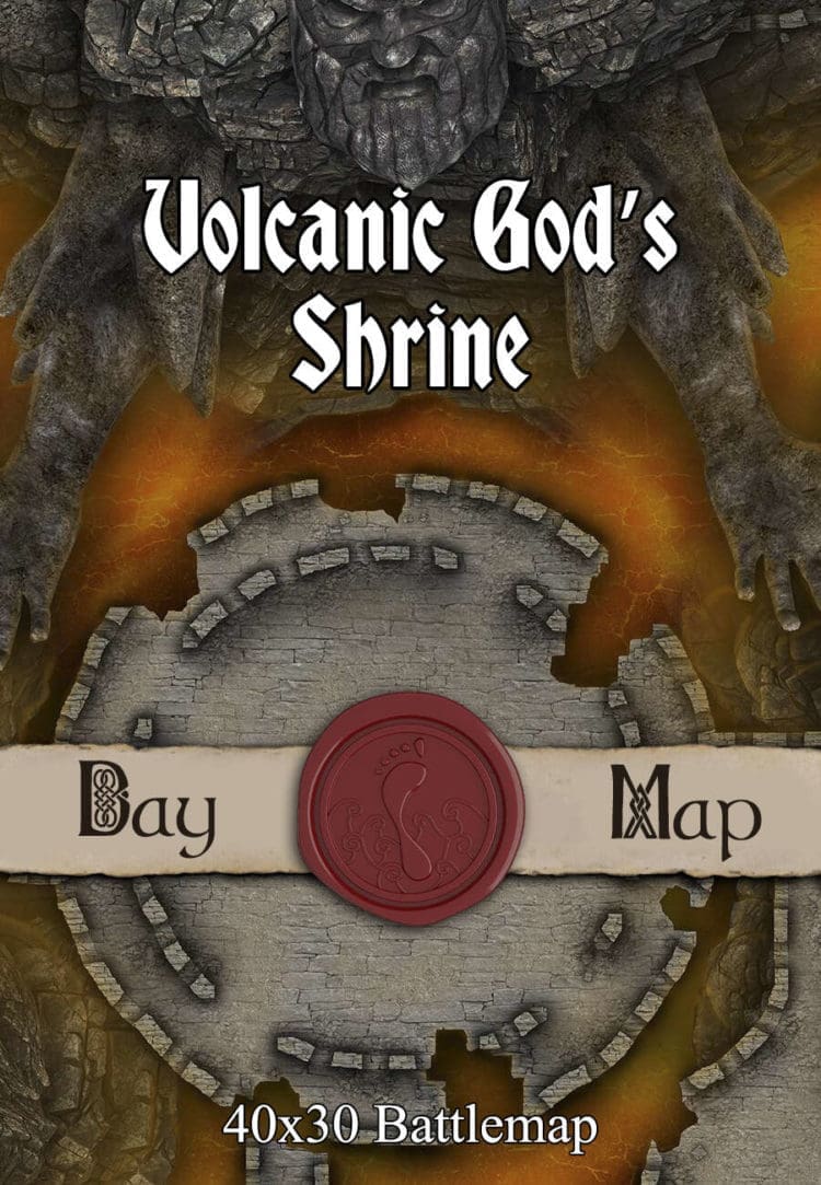 Volcanic God's Shrine 40x30 DnD Battlemap