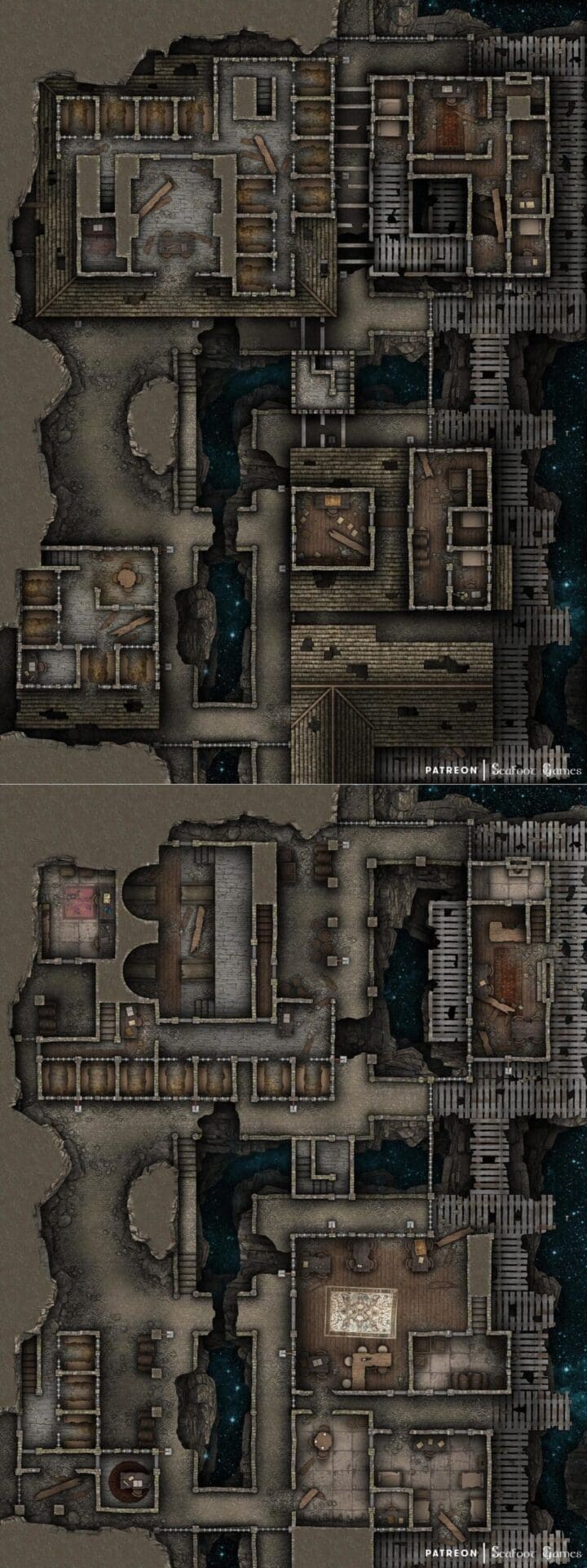 Ruins of Galak'Tol Dwarven Asteroid Internment Camp Free Multi-Level DnD Battlemap with System-Agnostic Adventure, scary & Alien-inspired!
