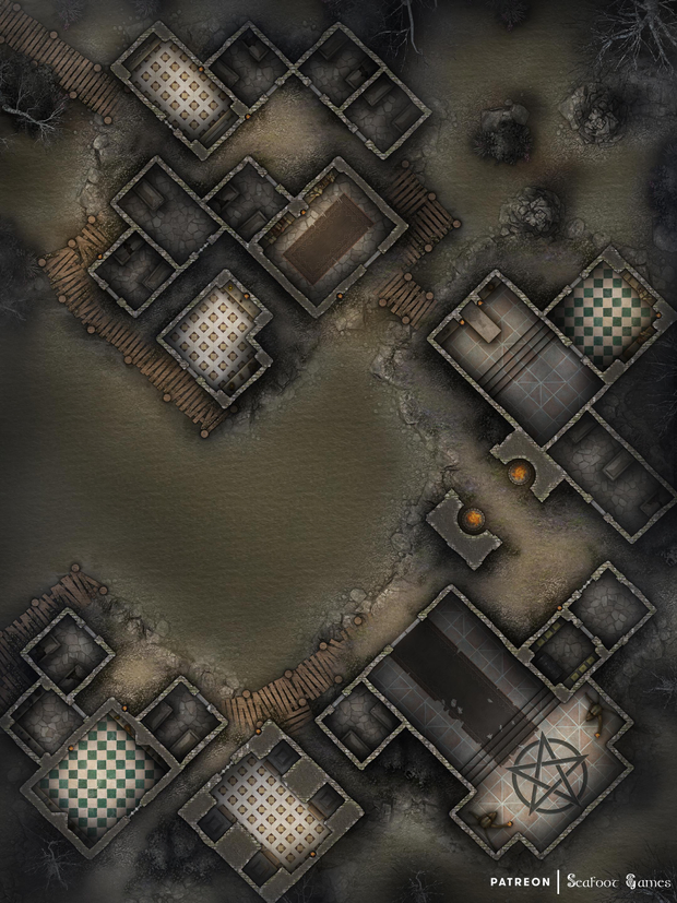 Witch’s Swamp Necropolis Free 40x30 DnD Battlemap & Adventure