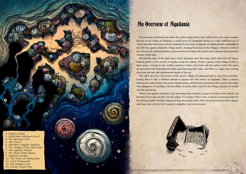 Aquilania Underwater Campaign Sourcebook with Foundry VTT Ready & Printable DnD Battlemaps (System Agnostic) - Image 3