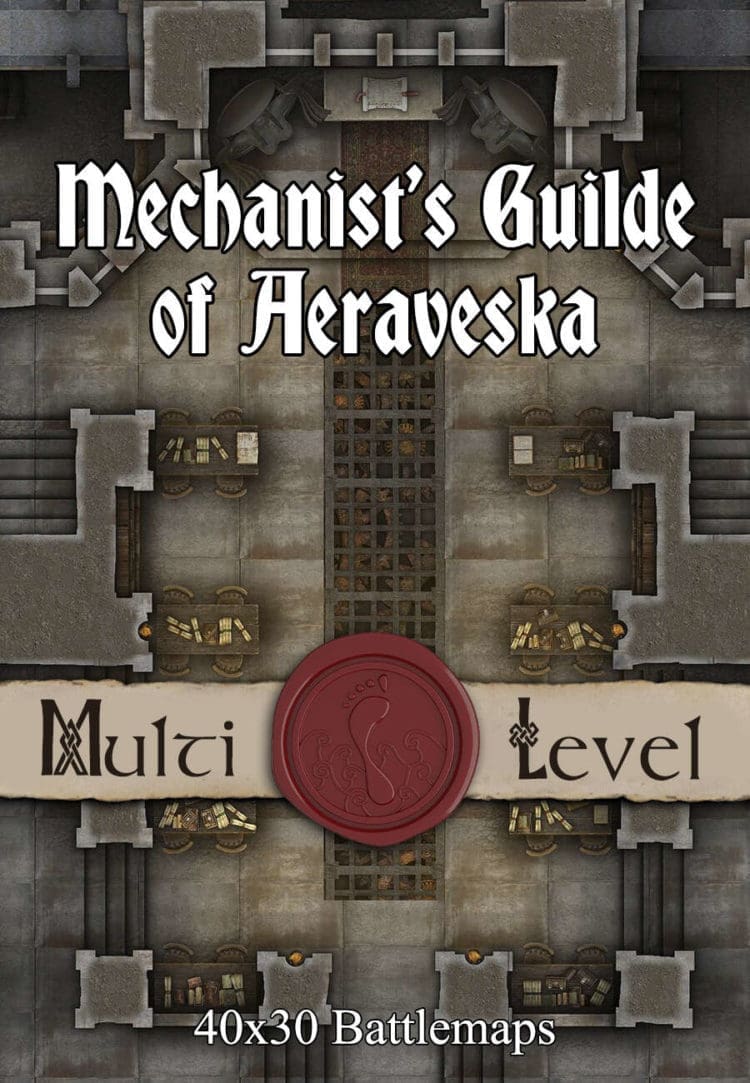 Mechanist’s Guild of Aeraveska Multi-Level 40x30 DnD Battlemap with Adventure