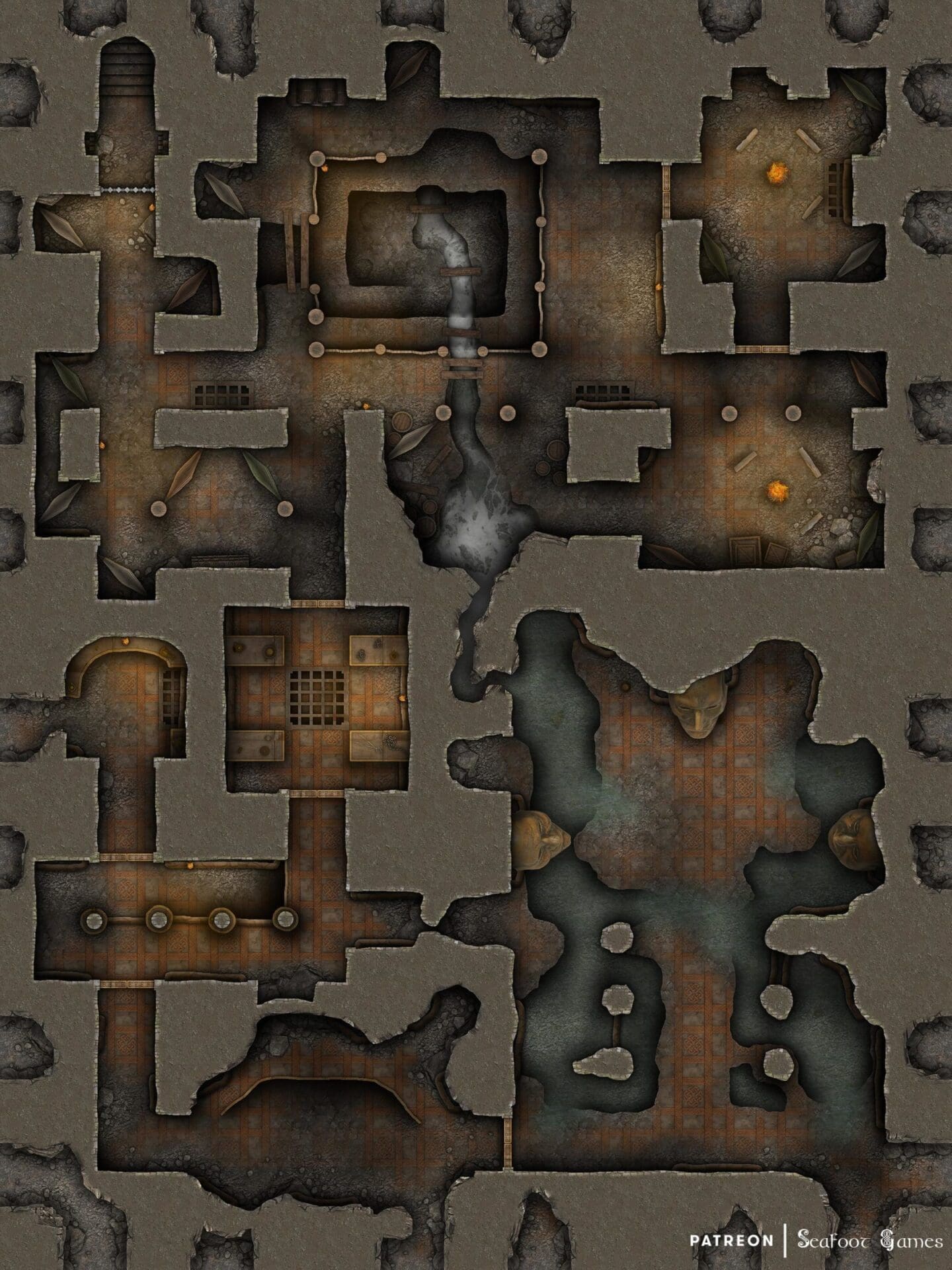 Dwarven Underworks Excavation Site Free Multi-Level 40×30 DnD Battlemap & Adventure