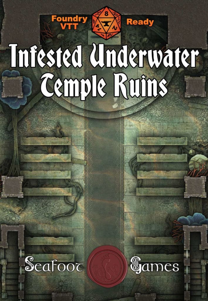 Infested Underwater Temple Ruins 40x30 DnD Battlemap with Adventure ...