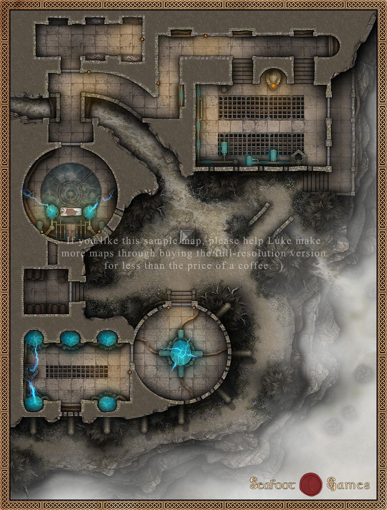 Reanimator’s Clifftop Laboratory 40x30 Battlemap with Adventure (FoundryVTT Ready!)
