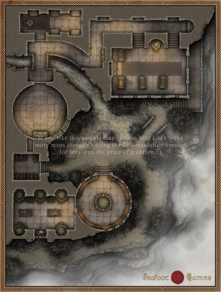 Temple of Vile Brew 40x30 DnD Battlemap with Adventure (FoundryVTT Ready!)