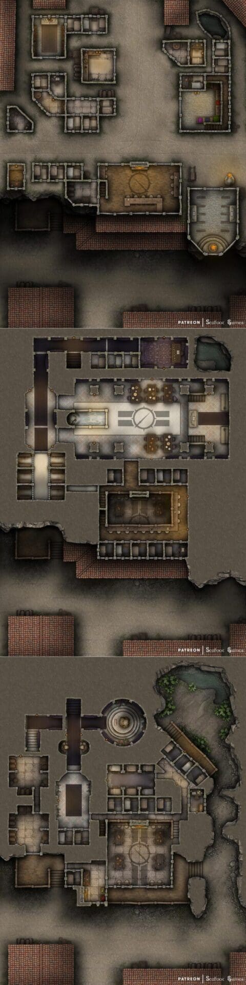 Black Lance Mercenary Guild Hall Free 40x30 Multi-Level DnD Battlemap & Adventure
