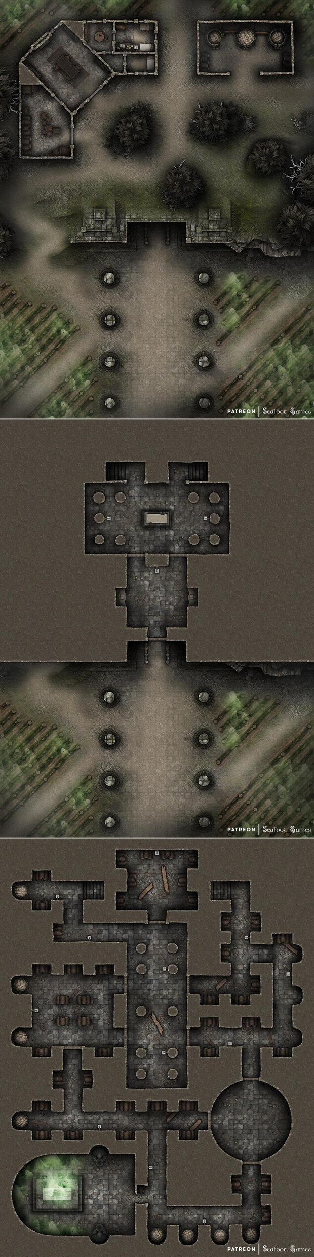 Haunted Vineyard Free 40x30 Multi-Level DnD Battlemap & Adventure