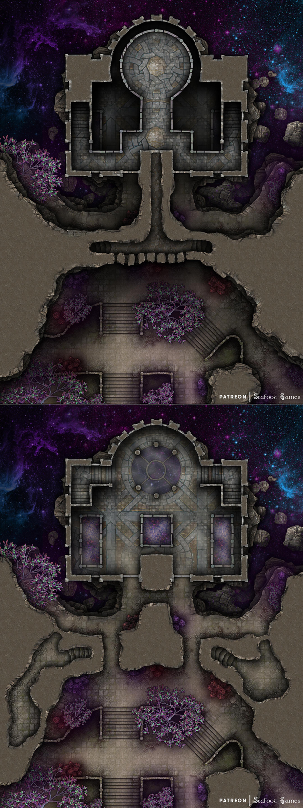 Temple of Stars Free 40x30 Multi-Level DnD Battlemap & Adventure
