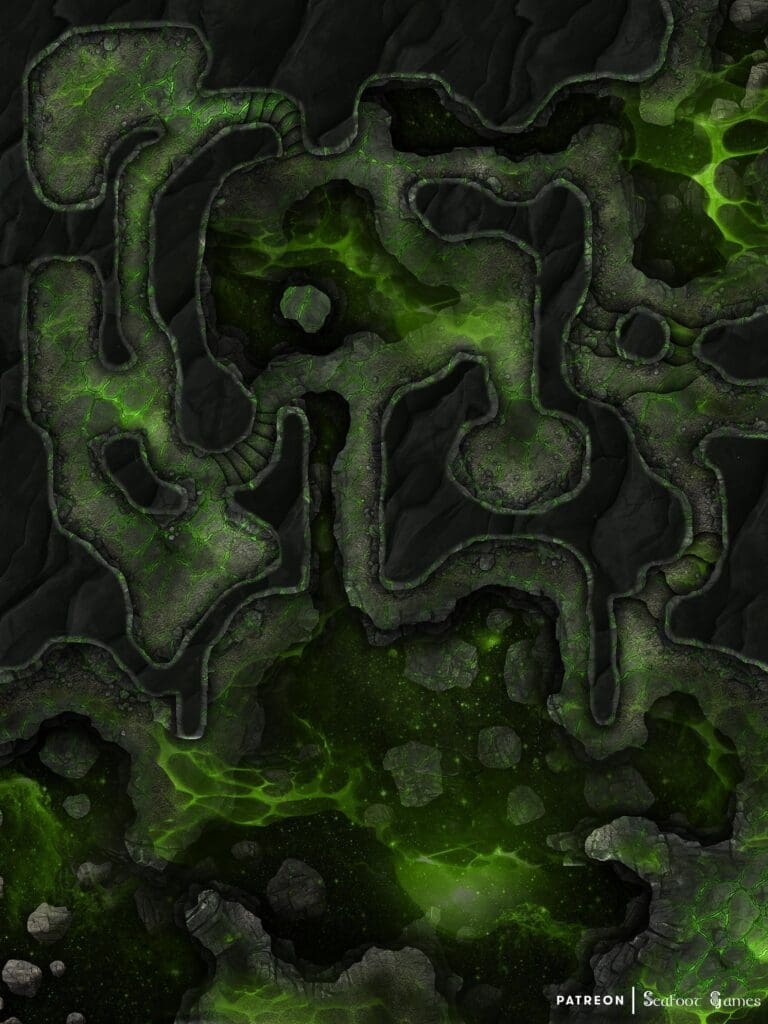 The Twisting Fel Free 40x30 DnD Battlemap & Adventure, featuring a magical hourglass & an odd realm between hell & the material plane. VTT ready!