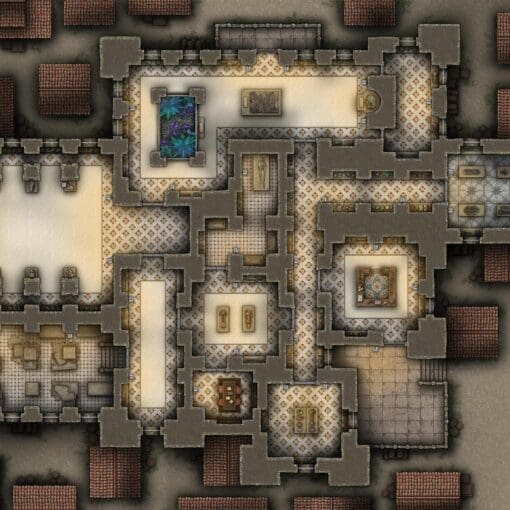 City Museum Free 60x40 Battlemap & Adventure featuring a horrific lovecraftian tale sure to disturb your players. VTT ready!
