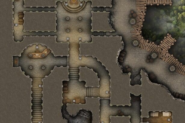 Cliffside Undercity Skydock 40x30 DnD Battlemap & Adventure, featuring dinosaurs & a plot to usurp political rival. VTT ready!