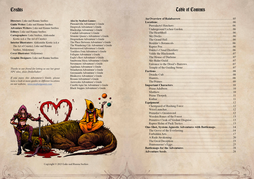 Rainbarrow Adventurer's Guide TTRPG Battlemap Bundle, featuring wild jungle dinosaurs and their tamers!