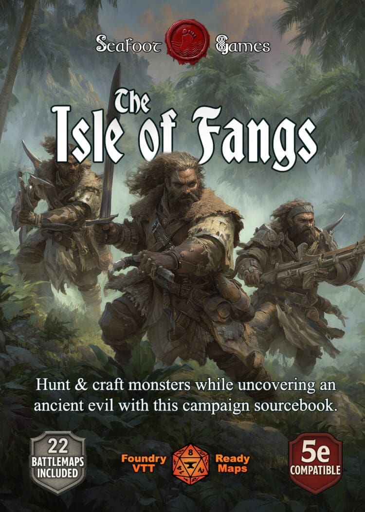 Isle of Fangs Campaign Sourcebook with Foundry VTT Ready & Printable Battlemaps (5e Compatible + System Agnostic)