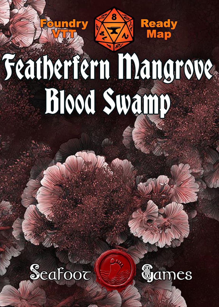 Featherfern Mangrove Blood Swamp 40x30 DnD Battlemap - Printable & Other VTT Importable (Realistic Grimdark Fantasy Battlemap)